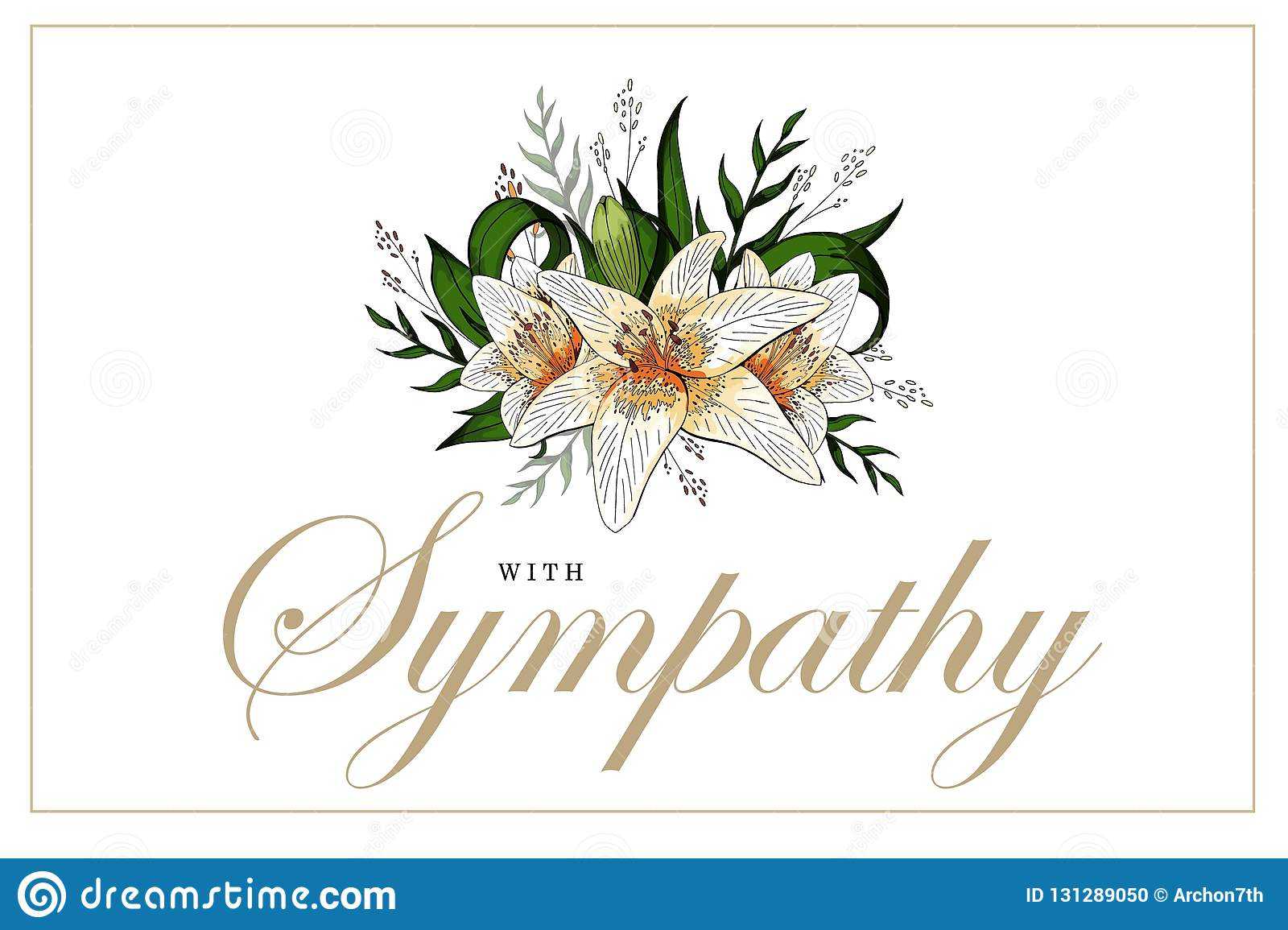 Condolences Sympathy Card Floral Lily Bouquet And Lettering Within Sorry For Your Loss Card Template