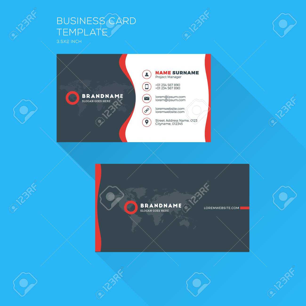 Corporate Business Card Print Template. Personal Visiting Card.. For Free Personal Business Card Templates