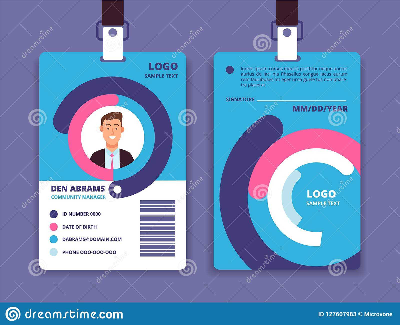 Corporate Id Card. Professional Employee Identity Badge With Throughout Portrait Id Card Template