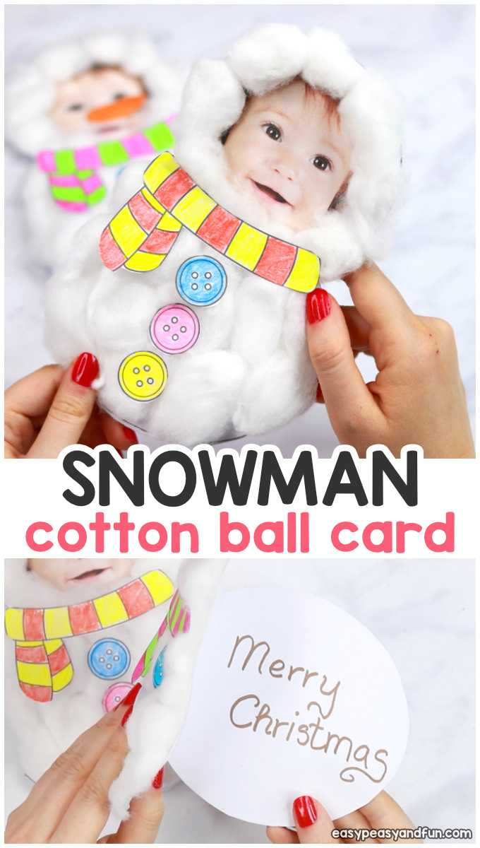 Cotton Ball Snowman Craft – Diy Christmas Card – Easy Peasy Pertaining To Diy Christmas Card Templates
