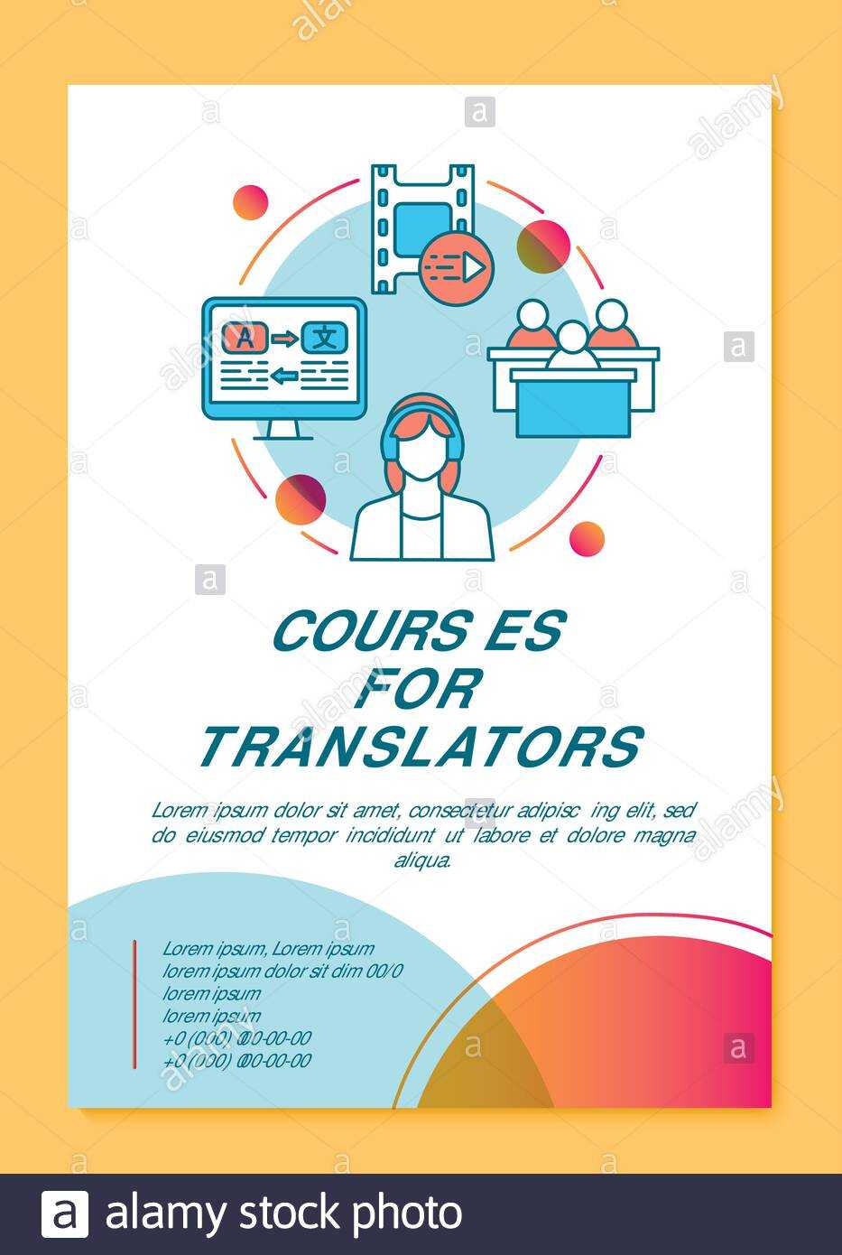 Courses For Translators Brochure Template Layout. Translator Throughout Training Brochure Template