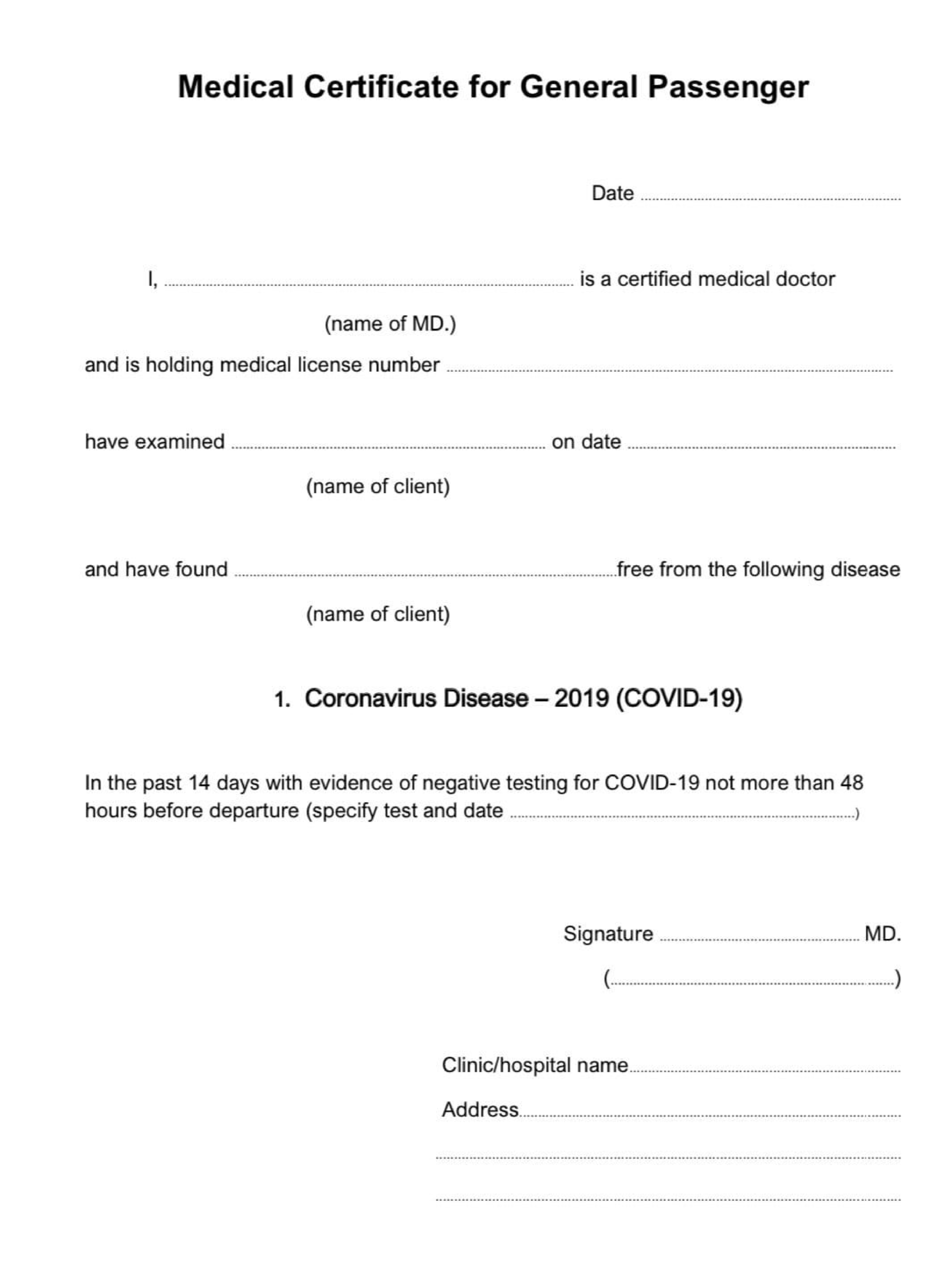 Covid19 Medical Certificate Fit To Fly | Templates At Throughout Fake Medical Certificate Template Download