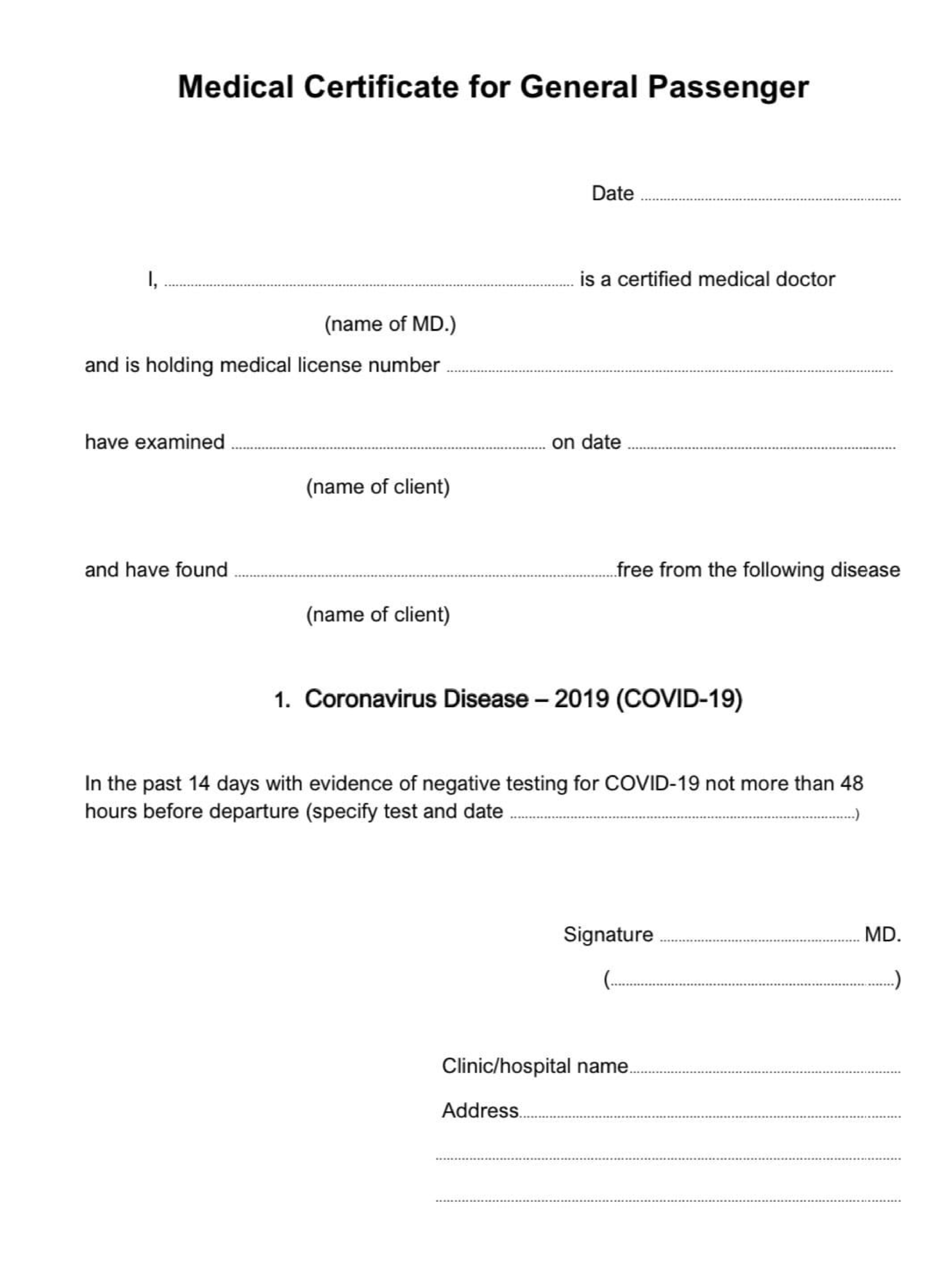 Covid19 Medical Certificate Fit To Fly | Templates At With Regard To Fit To Fly Certificate Template