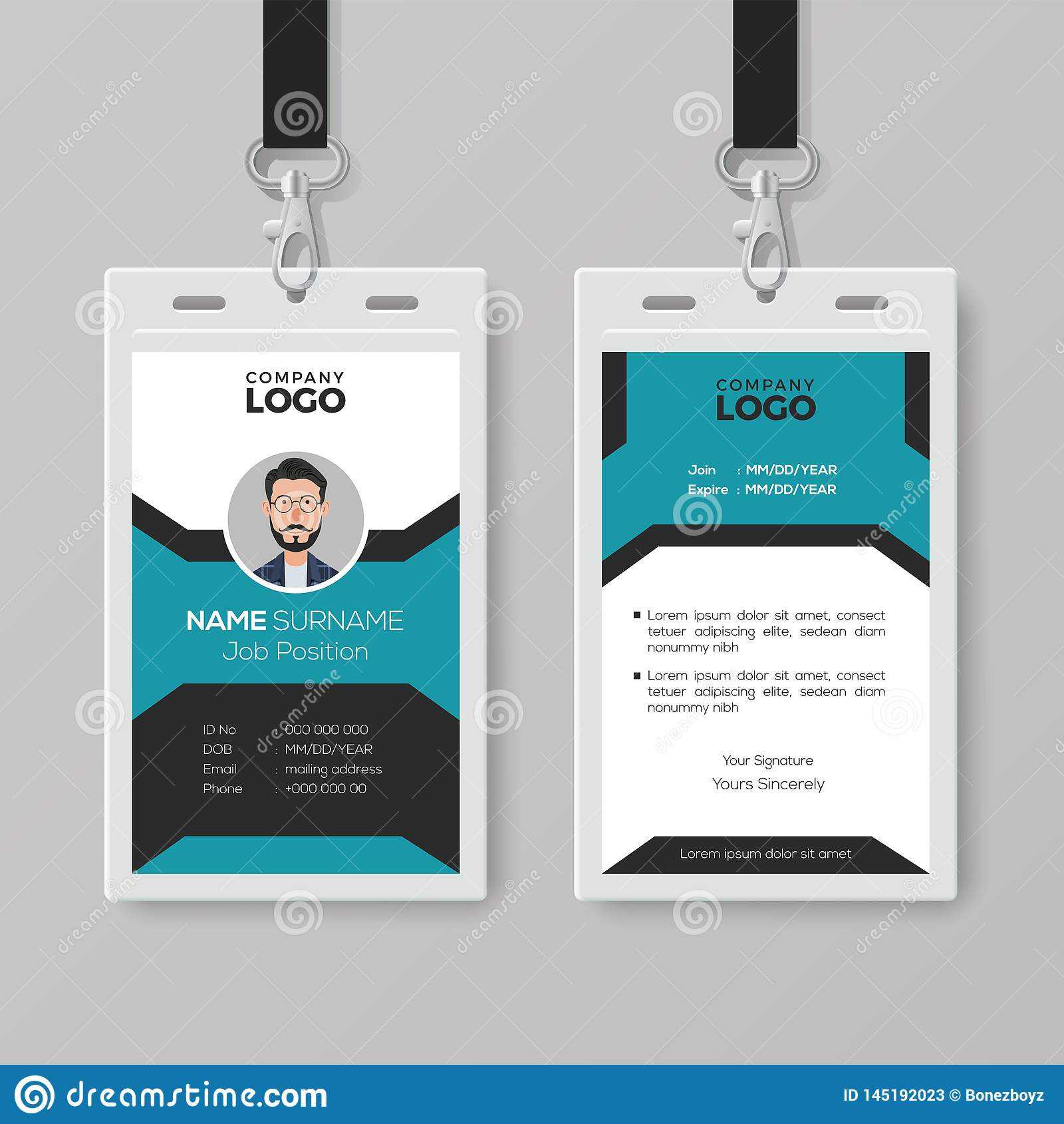 Creative Employee Id Card Template Stock Vector Inside Pvc Id Card Template