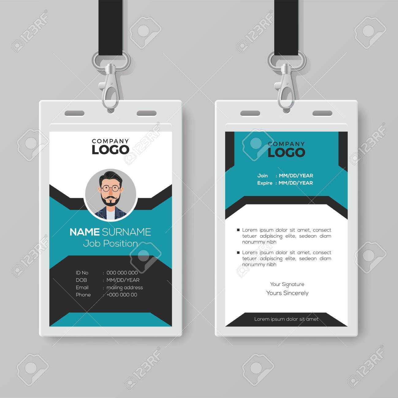 Creative Employee Id Card Template With Regard To Work Id Card Template
