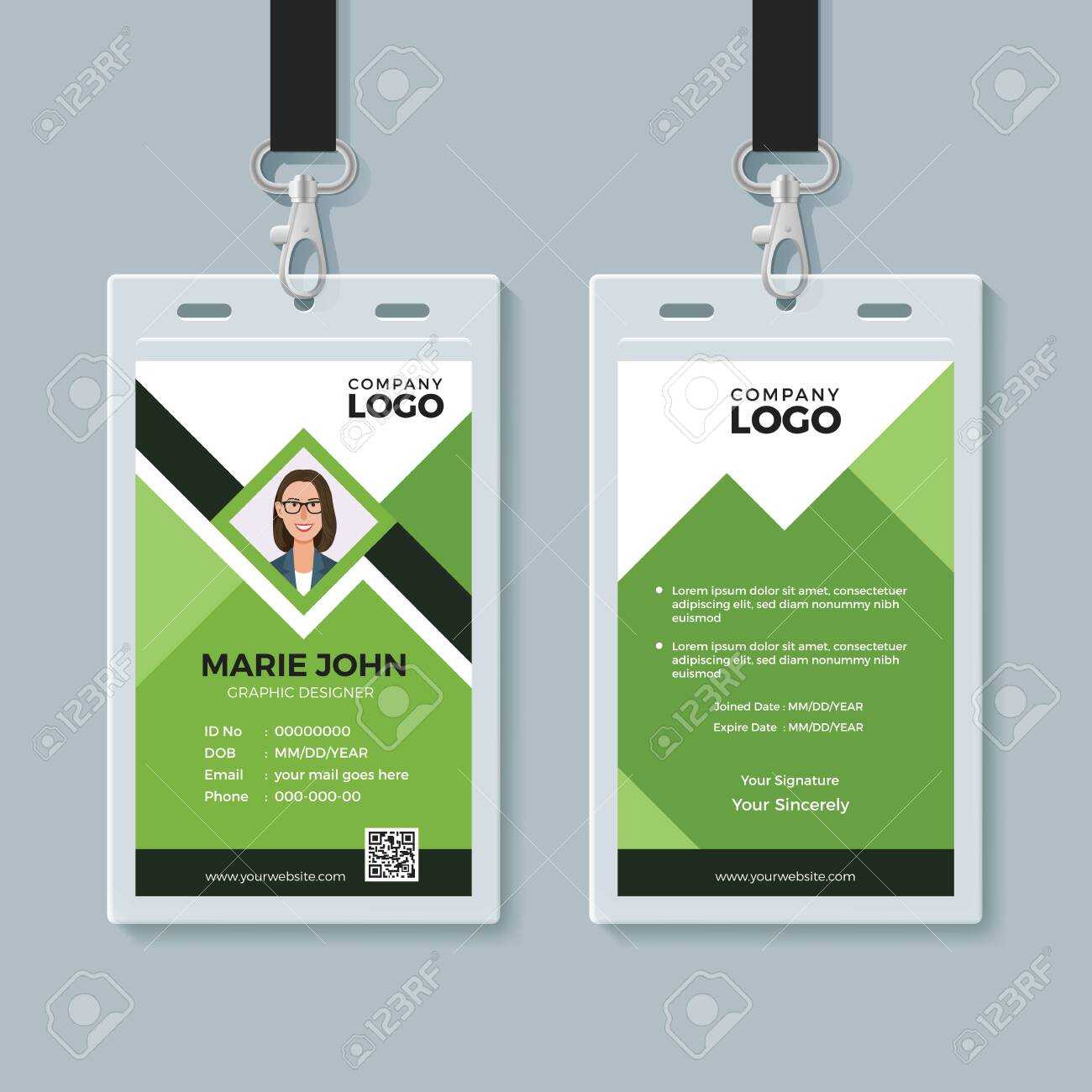 Creative Green Id Card Design Template Pertaining To Id Card Template Ai