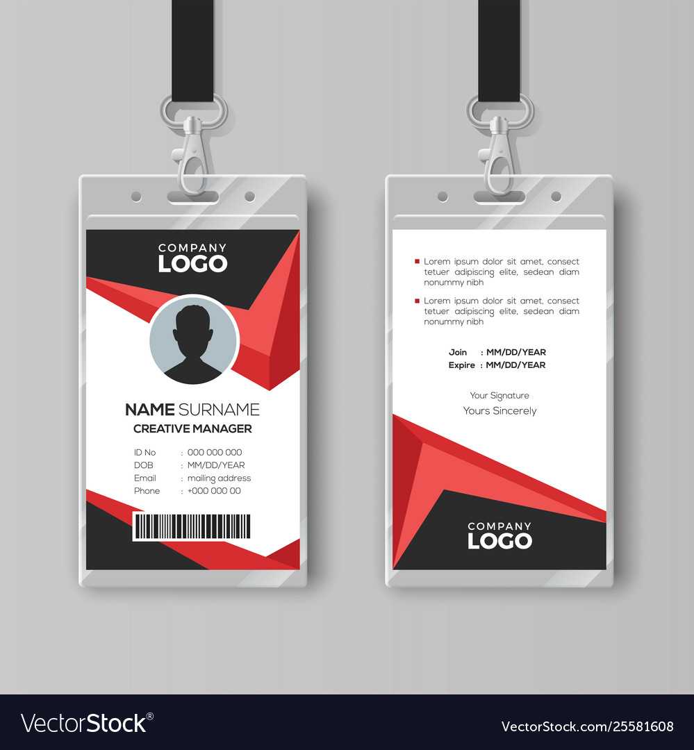 Creative Id Card Template With Black And Red Throughout Media Id Card Templates
