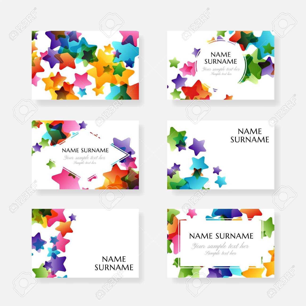 Creative Kids Design Collection. Vector Cards With Colorful Stars,.. Pertaining To Credit Card Template For Kids