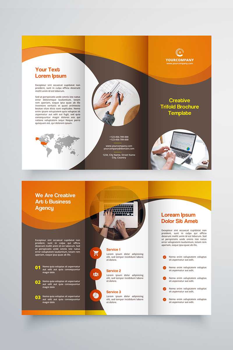 Creative Trifold Brochure Template. 2 Color Styles №80614 With Country Brochure Template