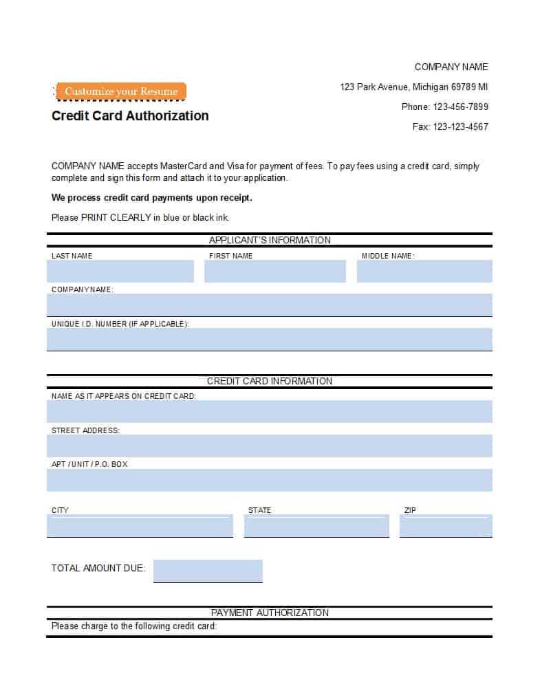 Credit Card Authorisation Form Template Australia – Calep With Credit Card Billing Authorization Form Template
