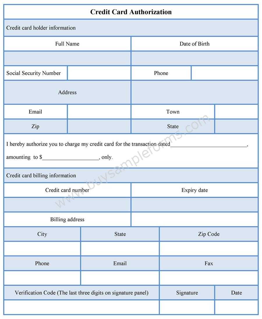 Credit Card Authorization Form Template – Sample Forms Intended For Order Form With Credit Card Template