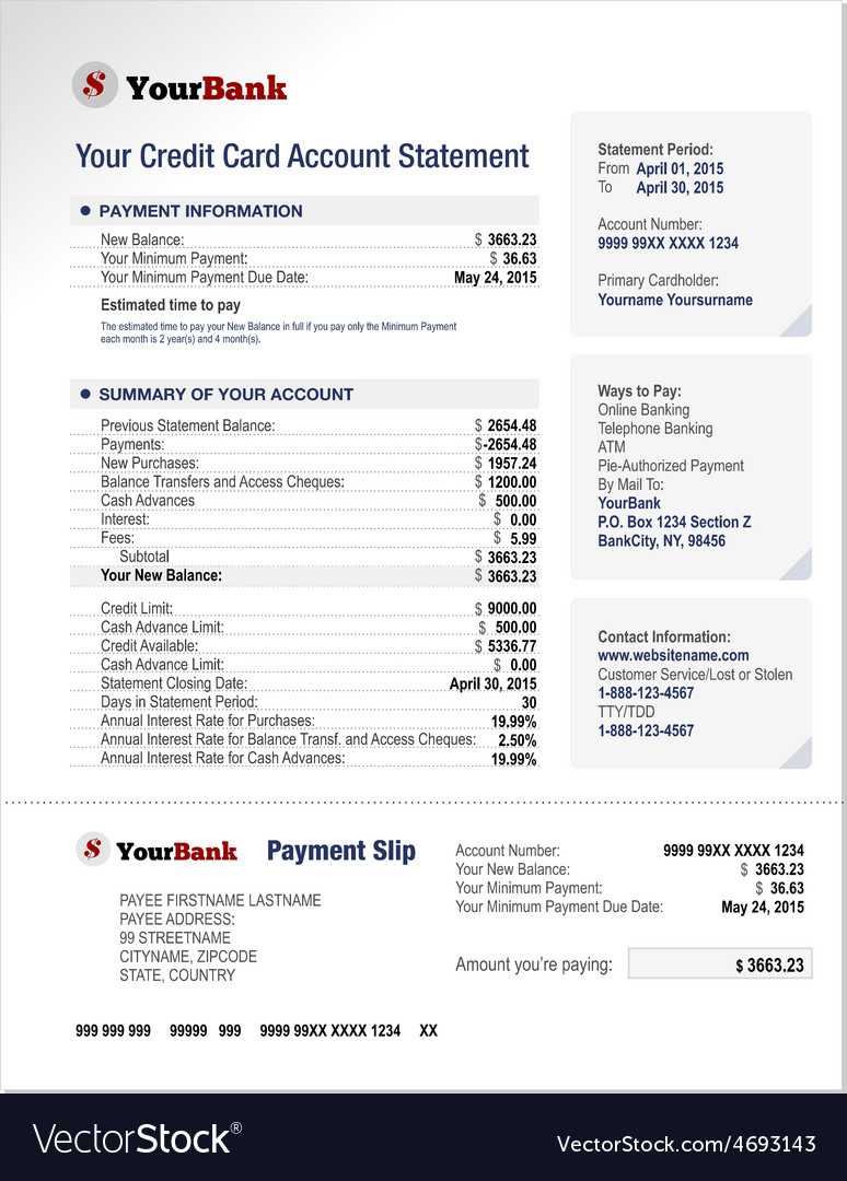 Credit Card Bank Account Statement Template Throughout Credit Card Statement Template
