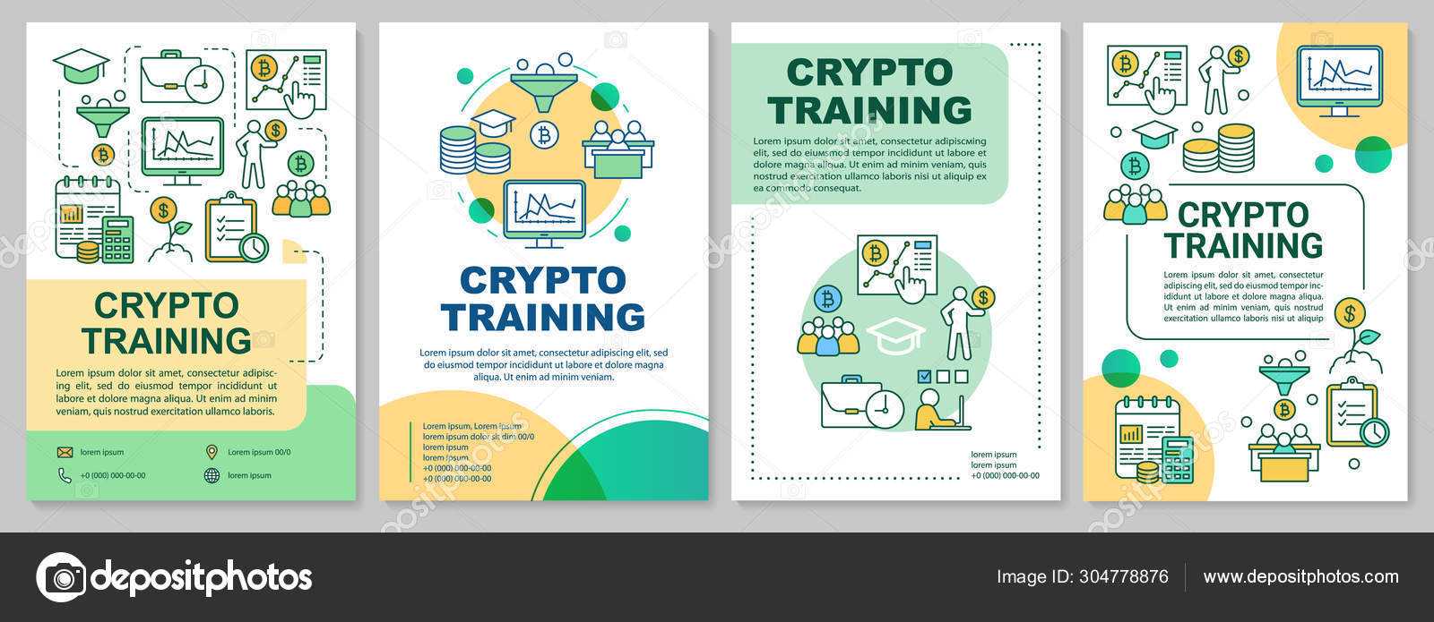 Crypto Training Brochure Template Layout. Cryptocurrency Inside Training Brochure Template