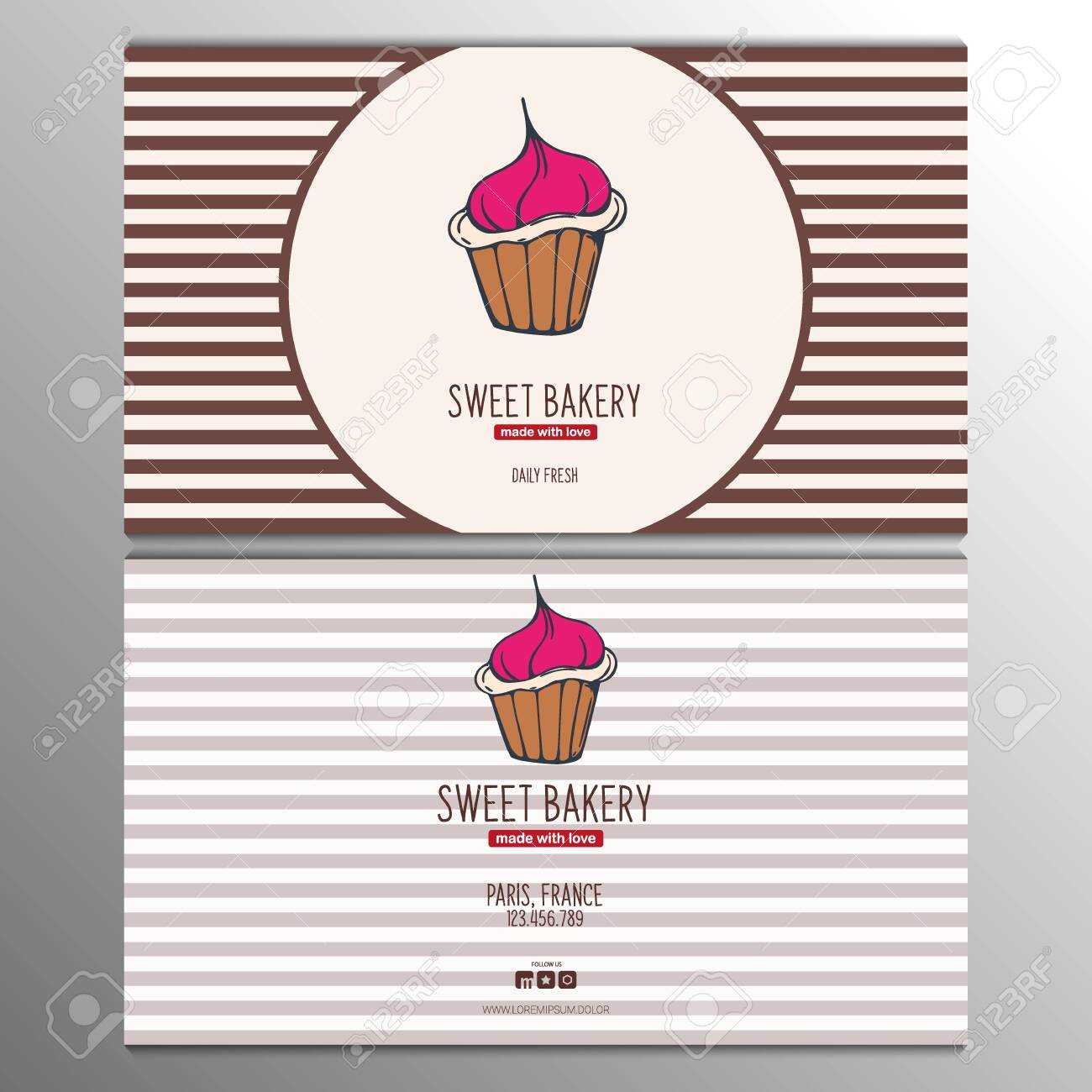 Cupcake Or Cake Business Card Template For Bakery Or Pastry. With Regard To Cake Business Cards Templates Free