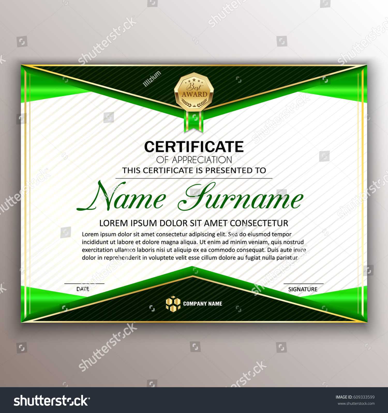 Стоковая Векторная Графика «Beautiful Certificate Template In Professional Award Certificate Template