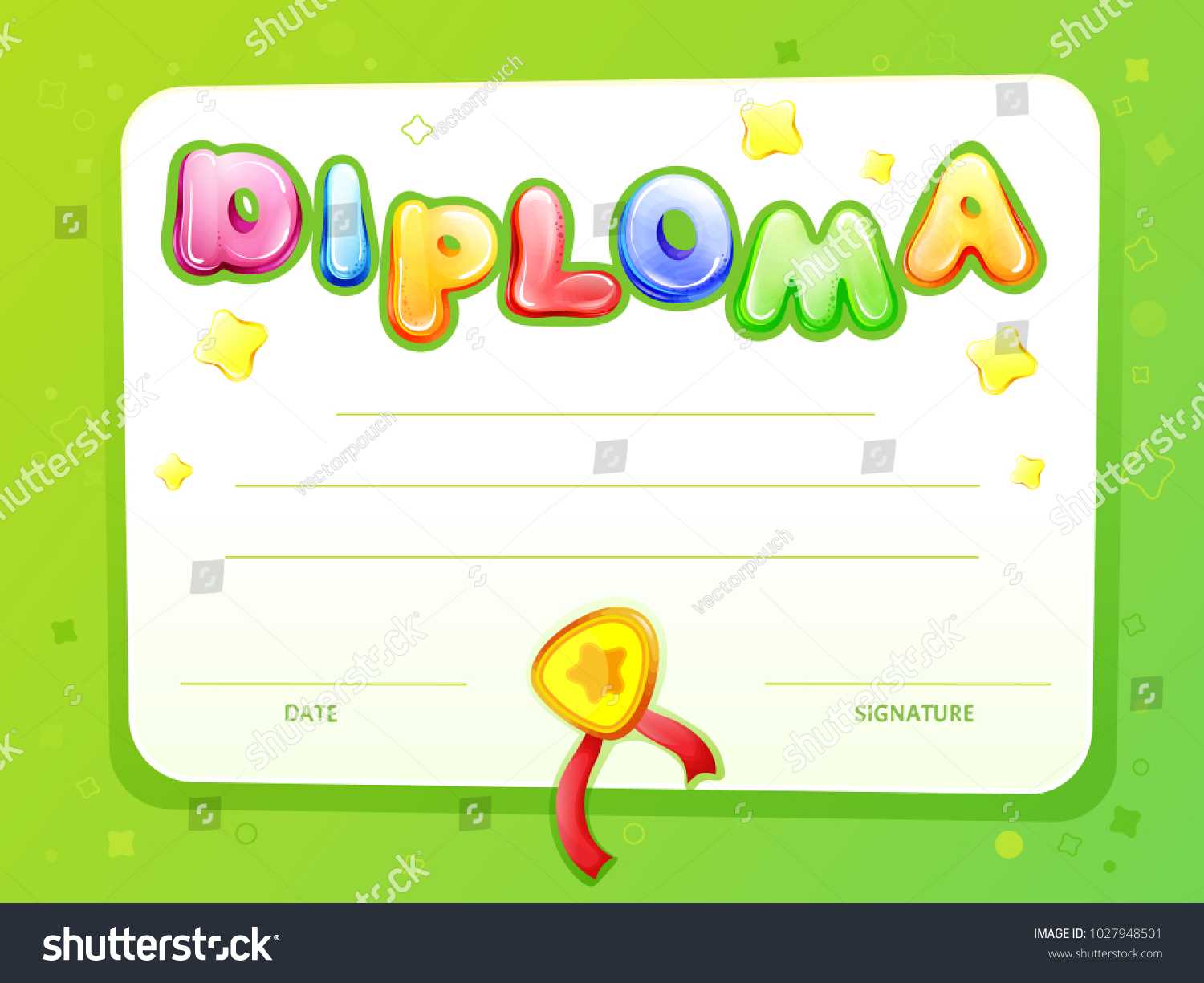 Стоковая Векторная Графика «Cartoon Kids Certificate Diploma Throughout Certificate Of Achievement Template For Kids