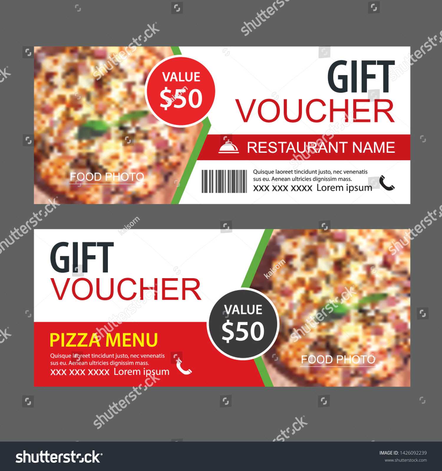 Стоковая Векторная Графика «Discount Gift Voucher Fast Food Throughout Pizza Gift Certificate Template