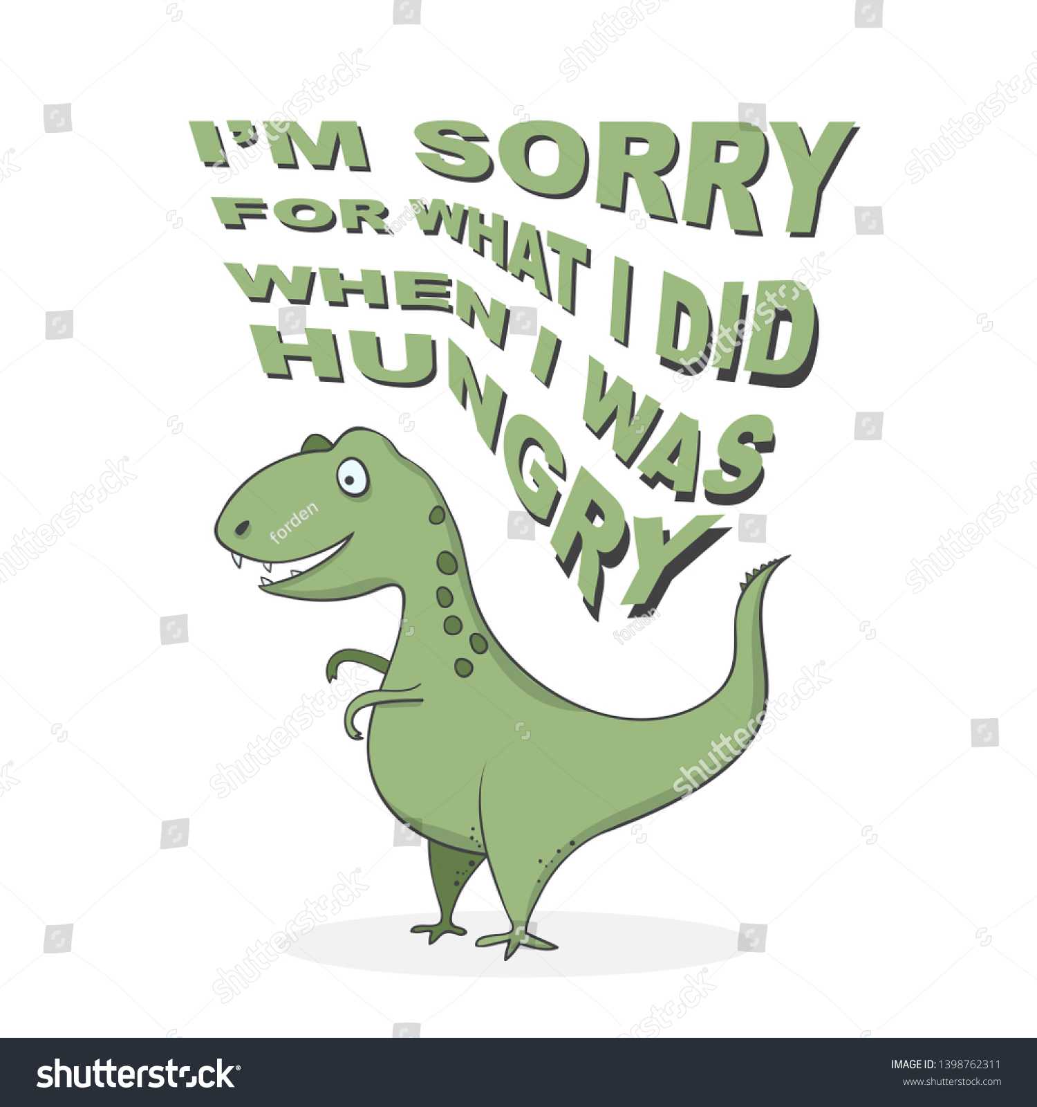 Стоковая Векторная Графика «Funny Cartoon Dinosaur Trex Inside Sorry Card Template
