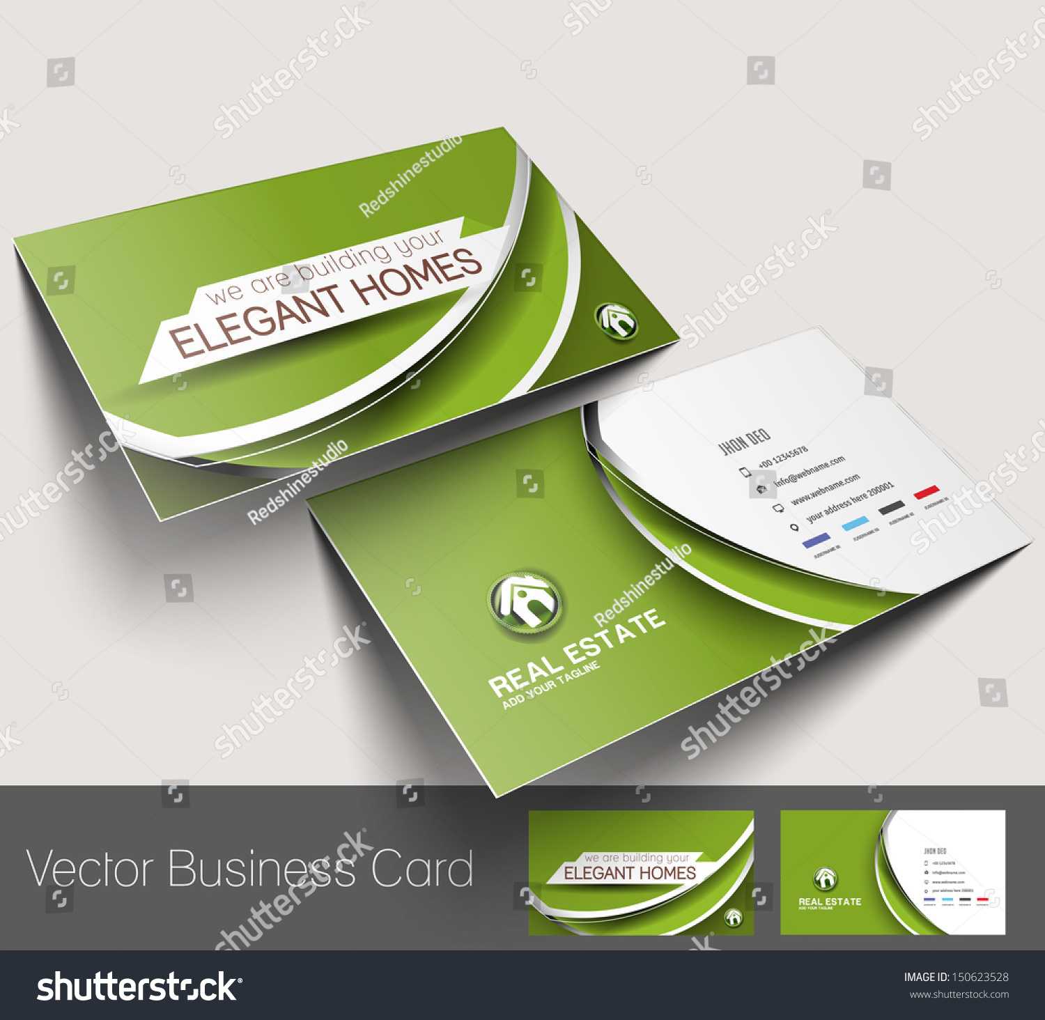 Стоковая Векторная Графика «Real Estate Agent Business Card Inside Real Estate Agent Business Card Template