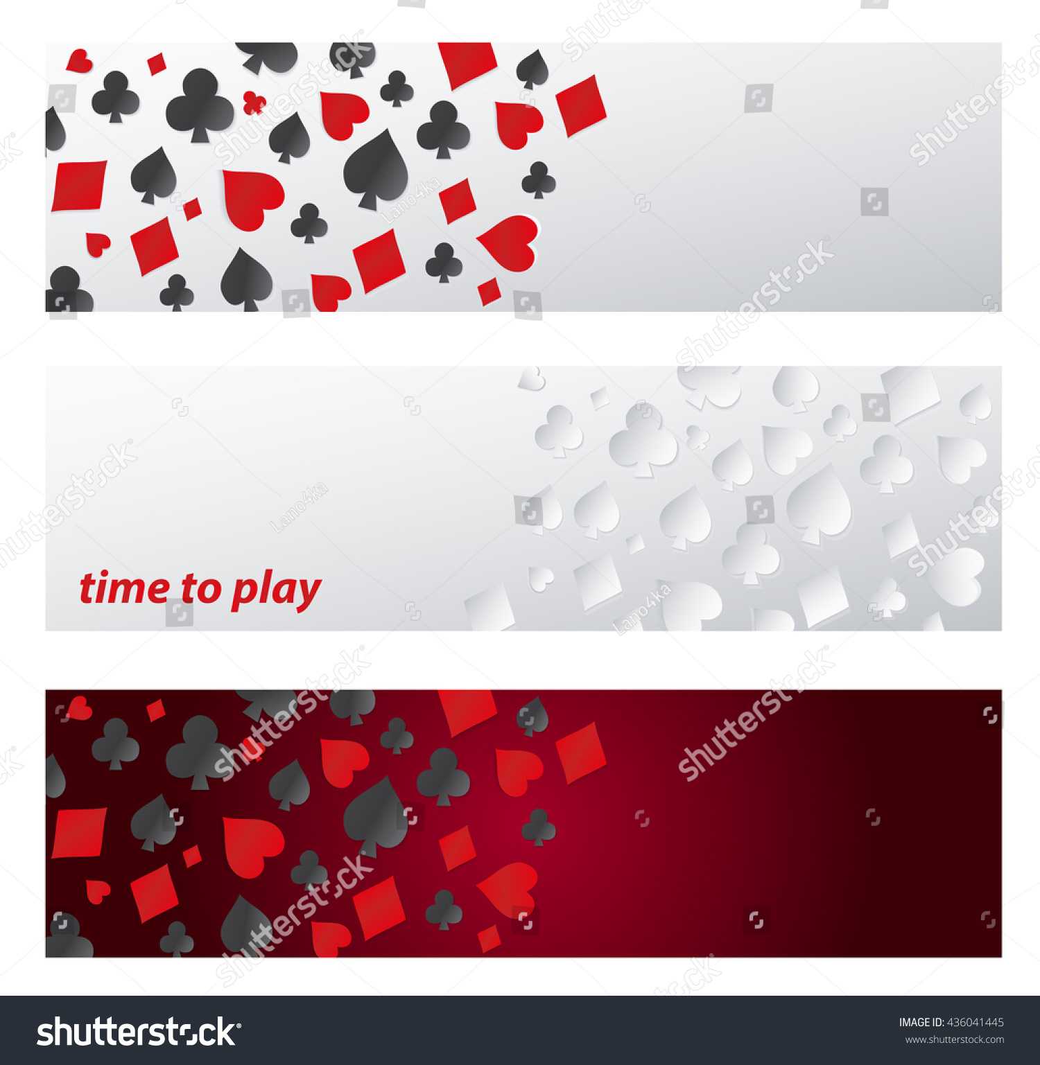 Стоковая Векторная Графика «Set Banner Time Play Template For Playing Card Design Template