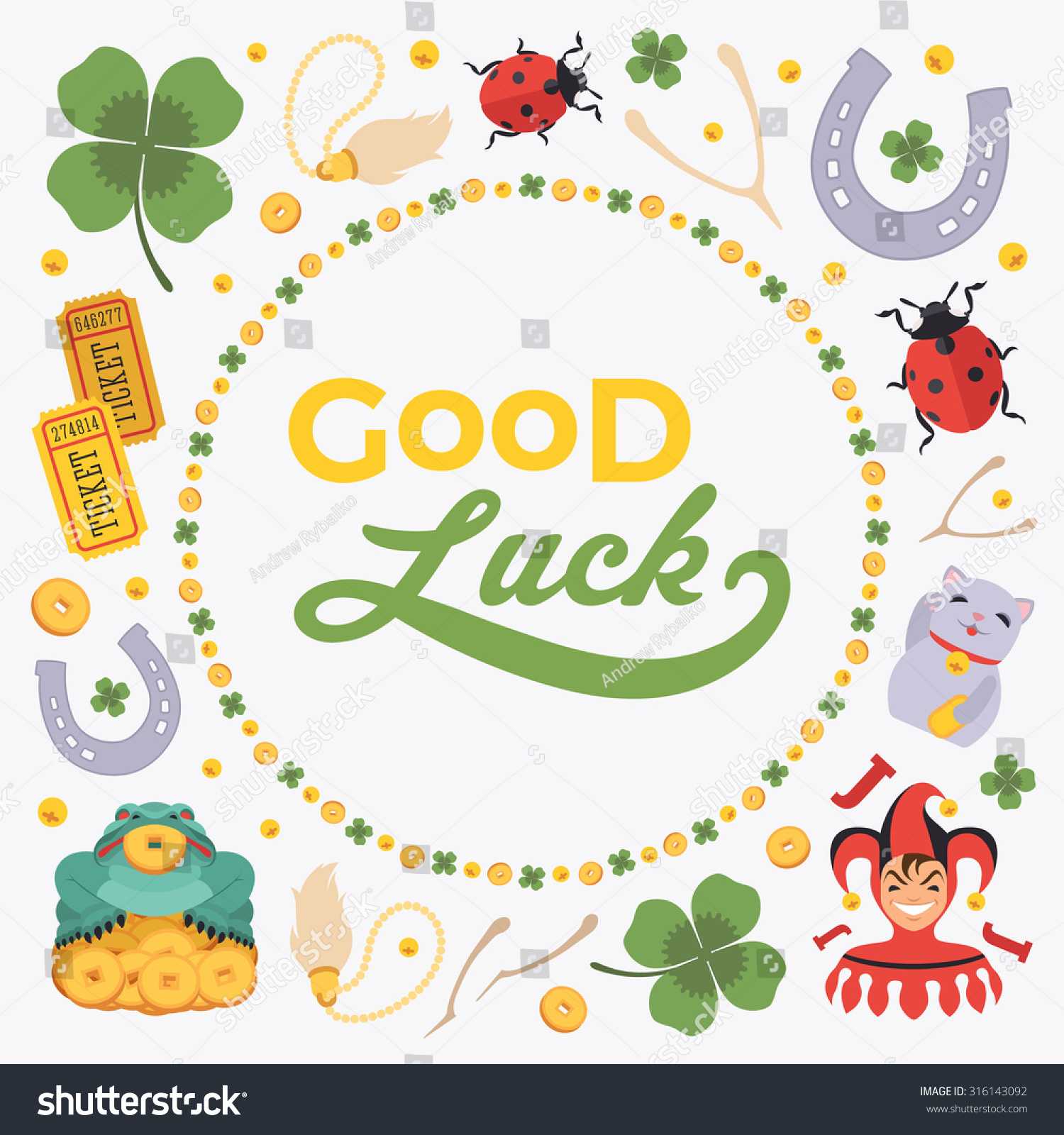 Стоковая Векторная Графика «Vector Decorating Design Made Intended For Good Luck Card Templates