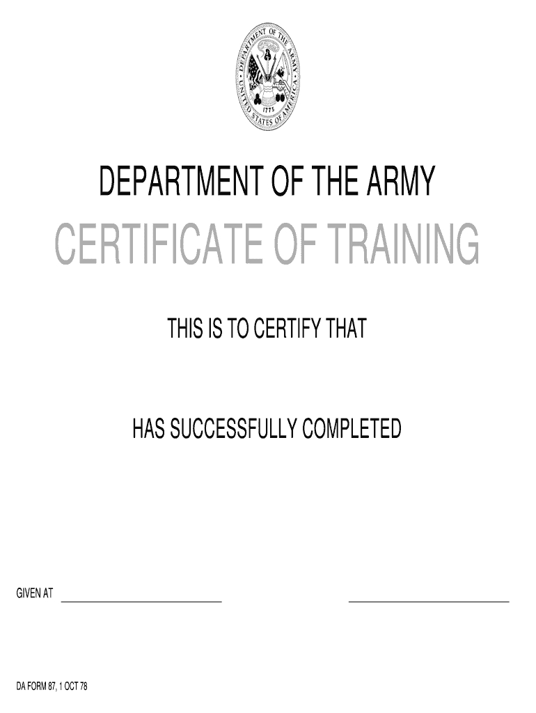 Da 87 Pdf – Fill Online, Printable, Fillable, Blank | Pdffiller With Regard To Army Certificate Of Completion Template