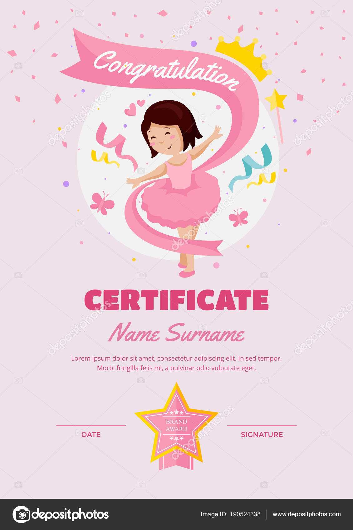 Dance Certificate Template | Cute Children Ballet Class With Dance Certificate Template