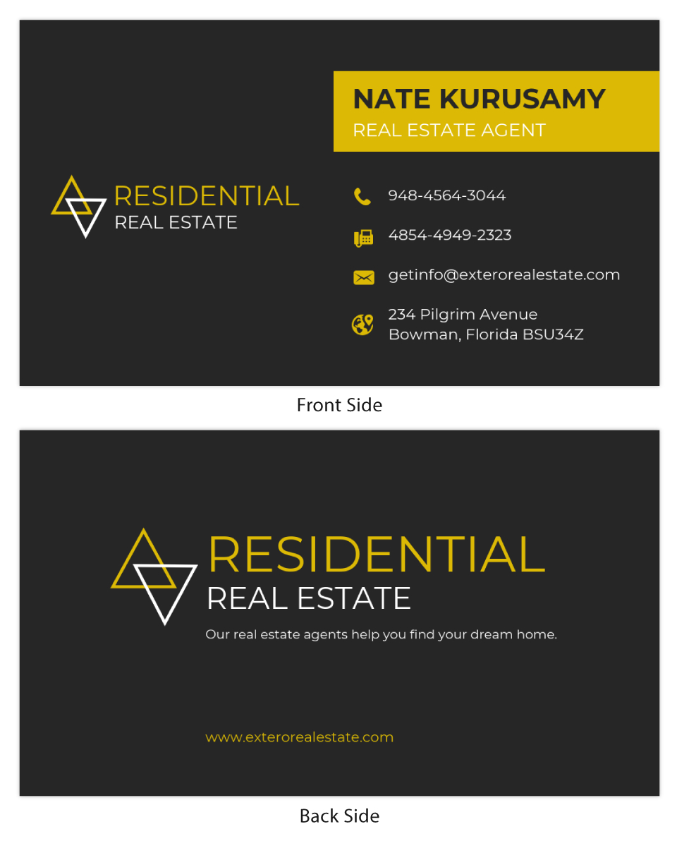 Dark Real Estate Business Card Template In Dog Grooming Record Card Template