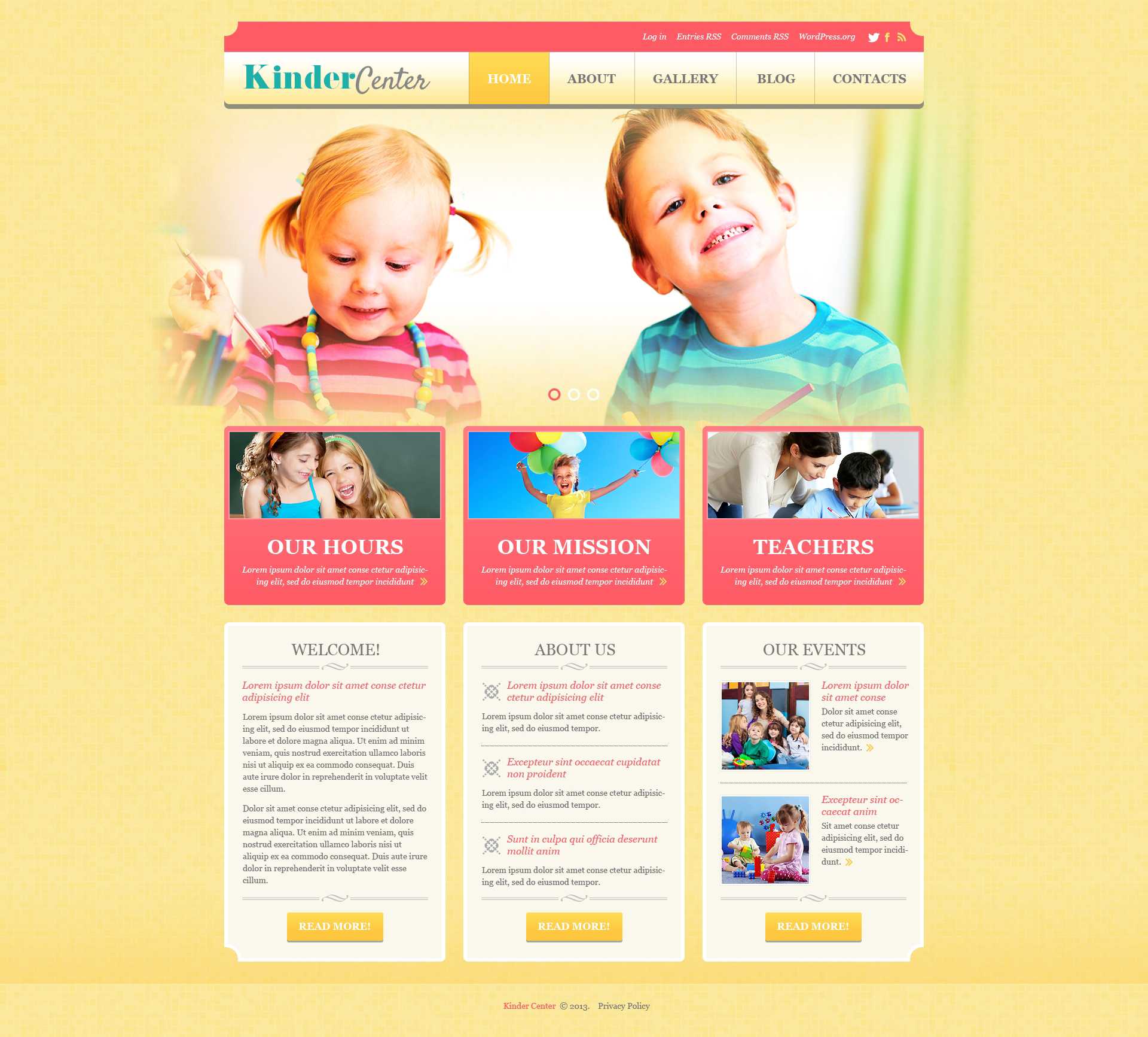 Day Care Responsive WordPress Theme Pertaining To Daycare Brochure Template