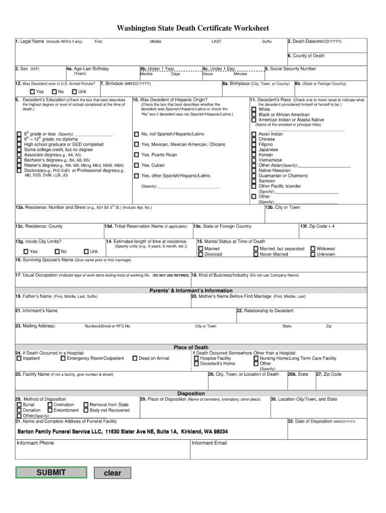 Death Deed Form In Washington State – Fill Online, Printable Within Baby Death Certificate Template