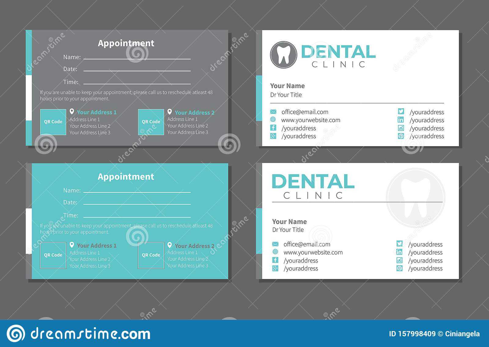 Dental Dentist Business Card Stock Vector – Illustration Of Throughout Dentist Appointment Card Template