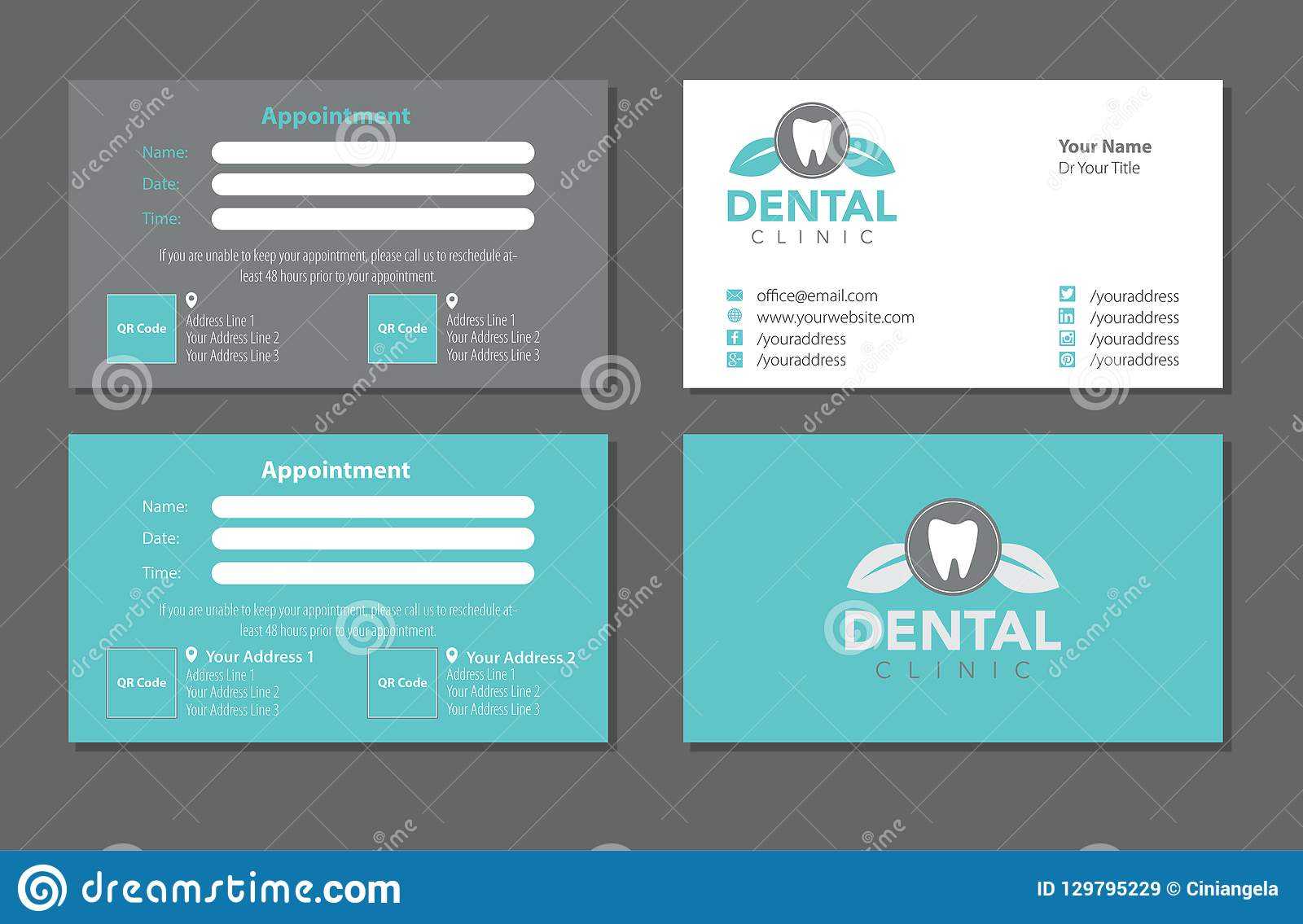 Dentist Business Card Template Set Editorial Stock Image With Regard To Dentist Appointment Card Template