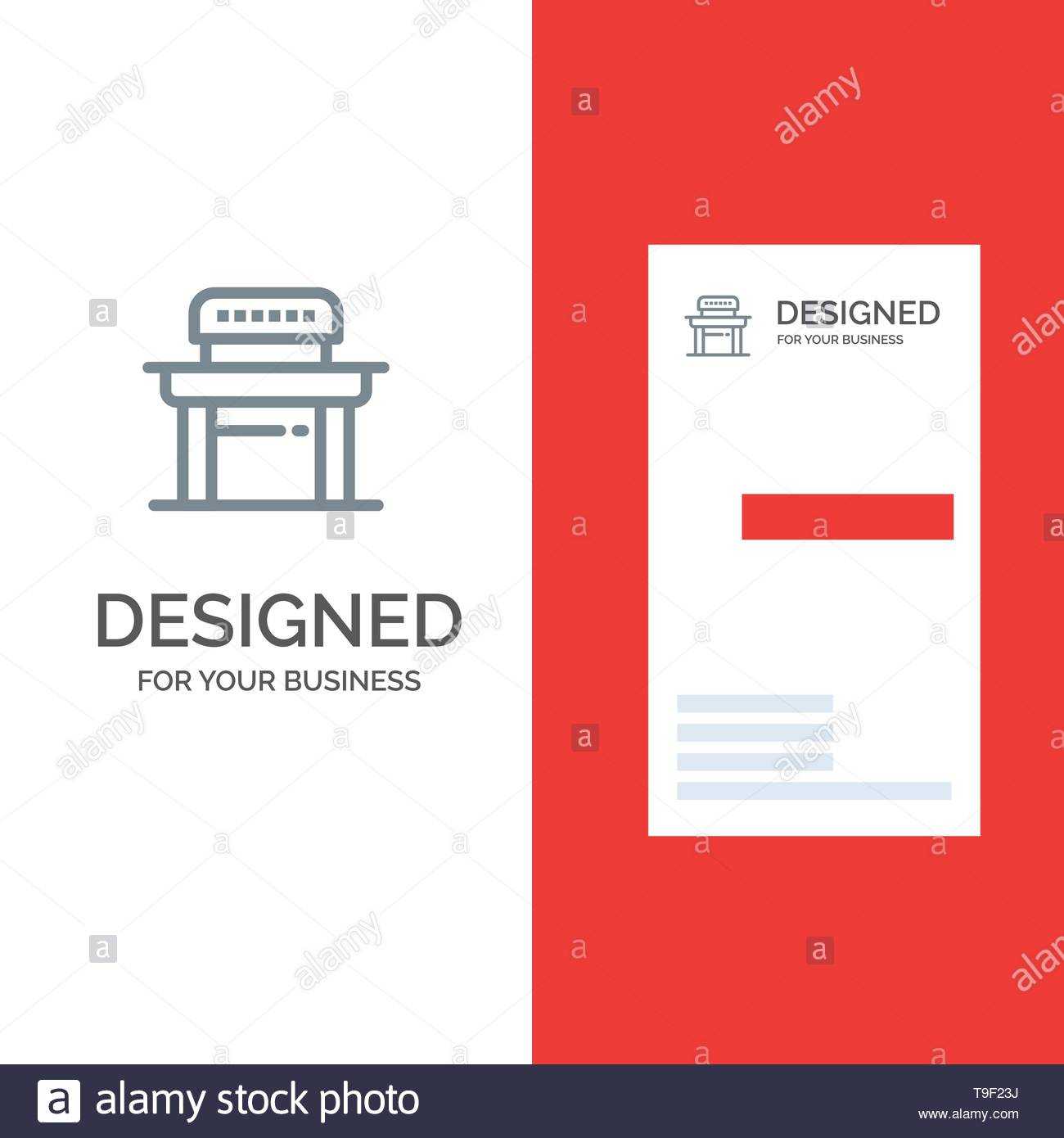 Desk, Student, Chair, School Grey Logo Design And Business With Student Business Card Template