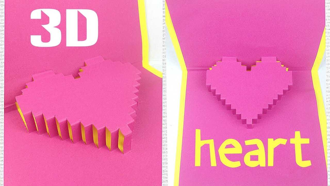 Diy 3D Heart Pop Up Card Tutorial Easy. Greeting Gift Card Love Design  Ideas For Boyfriend For Pixel Heart Pop Up Card Template