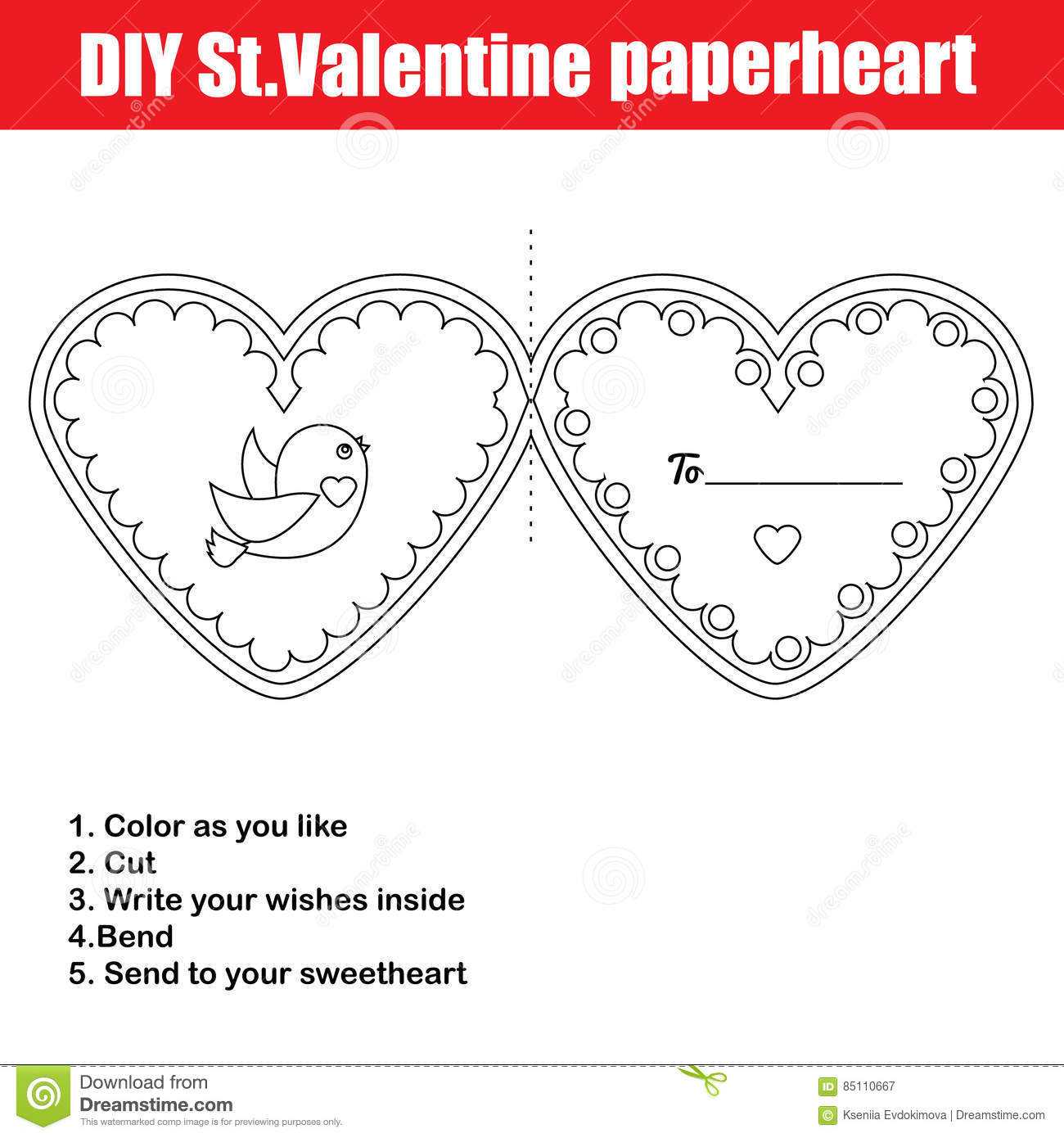 Diy Children Educational Creative Game. Make A Valentine Day With Valentine Card Template For Kids