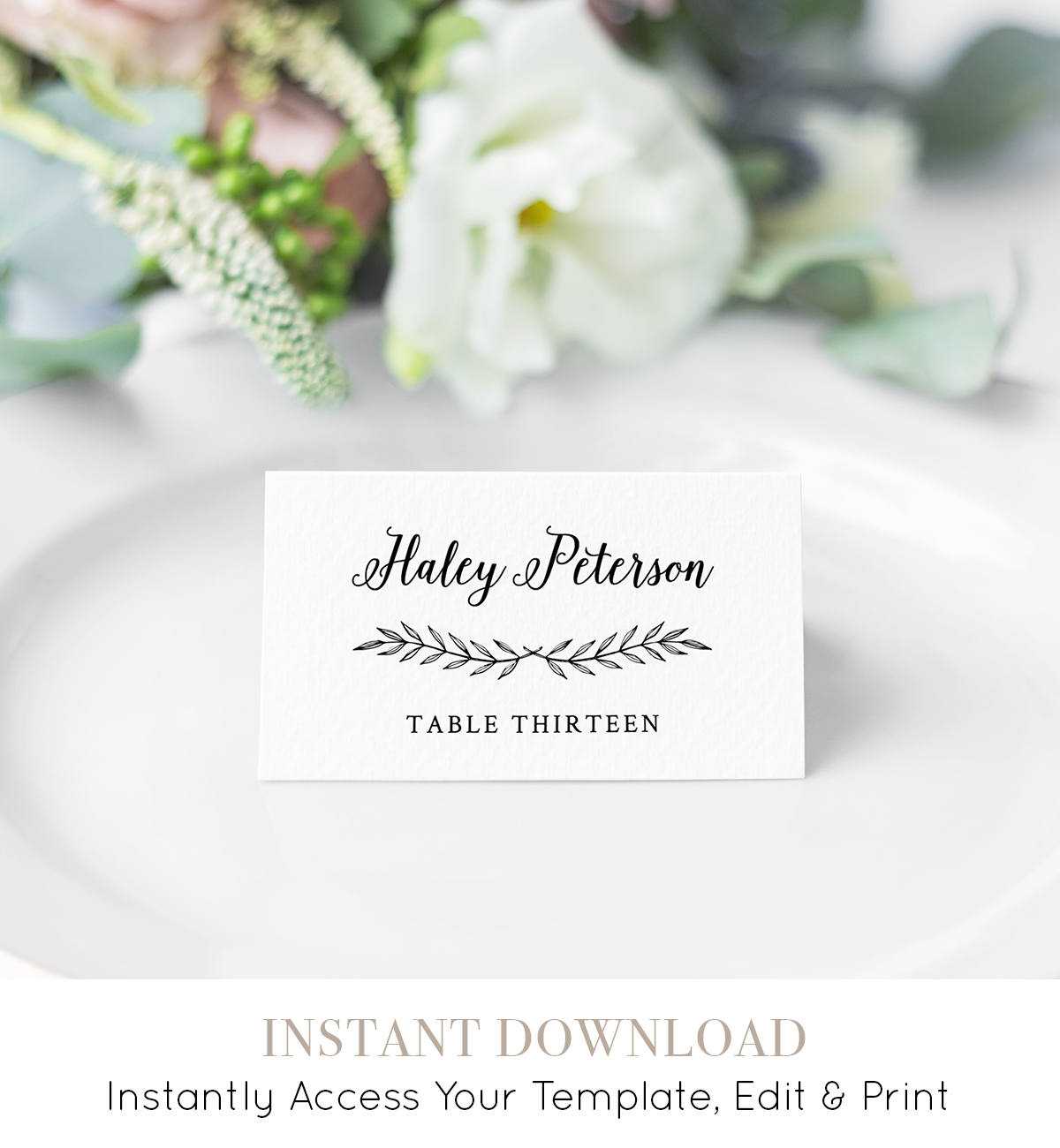 Diy Wedding Place Card Template, Printable Escort Card Within Printable Escort Cards Template