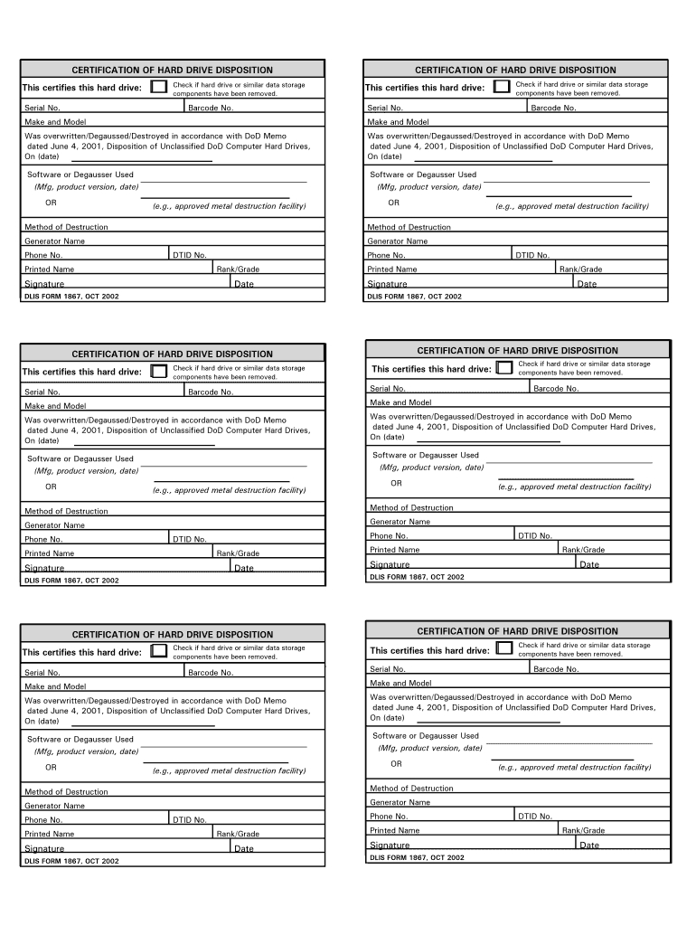 Dla Form 2500 – Fill Online, Printable, Fillable, Blank With Regard To Hard Drive Destruction Certificate Template