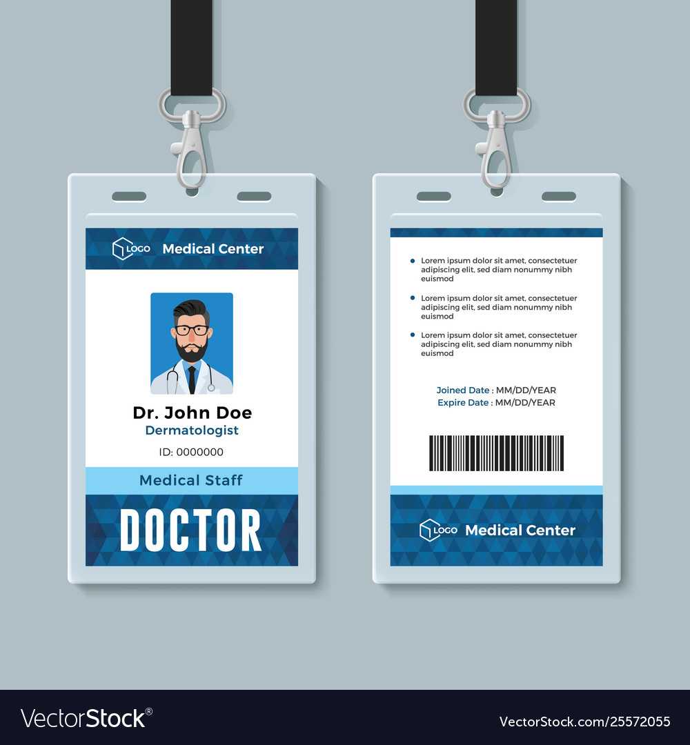 Doctor Id Card Medical Identity Badge Design Within Hospital Id Card Template