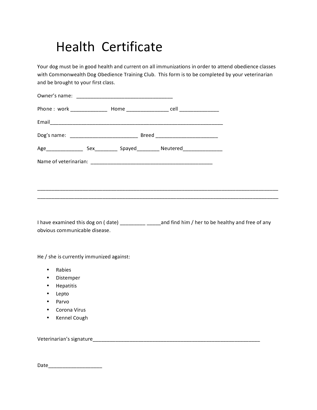 Dog Health Certificate – Calep.midnightpig.co In Veterinary Health Certificate Template