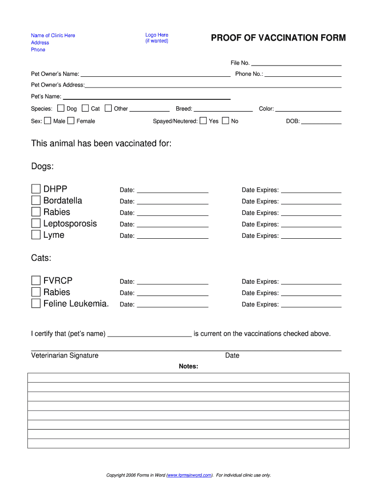 Dog Shot Record Template – Fill Online, Printable, Fillable For Dog Vaccination Certificate Template