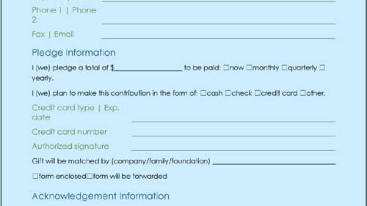 Donation Form Template | Excel & Word Templates With Regard To Free Pledge Card Template