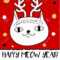 Doodle Cat In Christmas Deer Horns Headband. Modern Postcard,.. With Headband Card Template