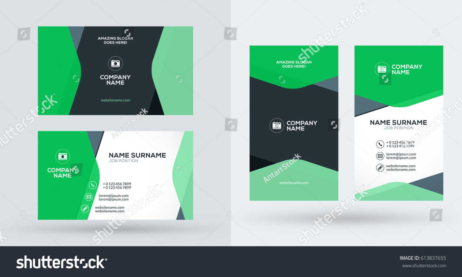 Doublesided Creative Business Card Template Portrait Inside Portrait Id Card Template