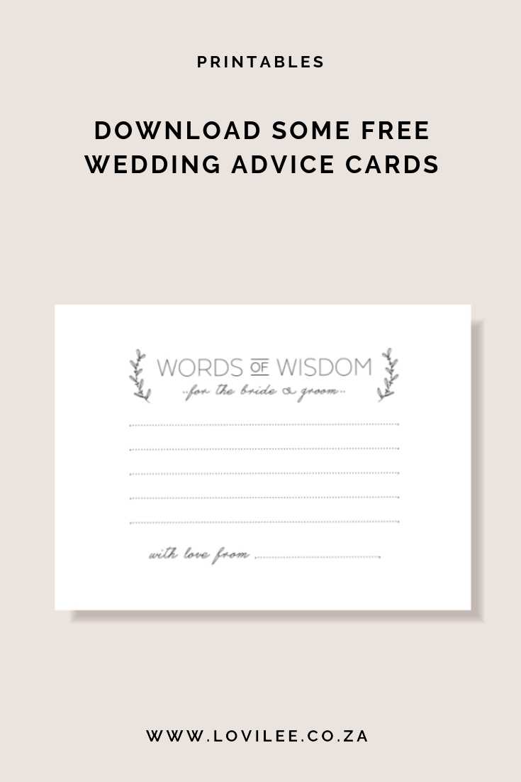 Download Your Free Wedding Advice Cards Printable | Lovilee In Marriage Advice Cards Templates