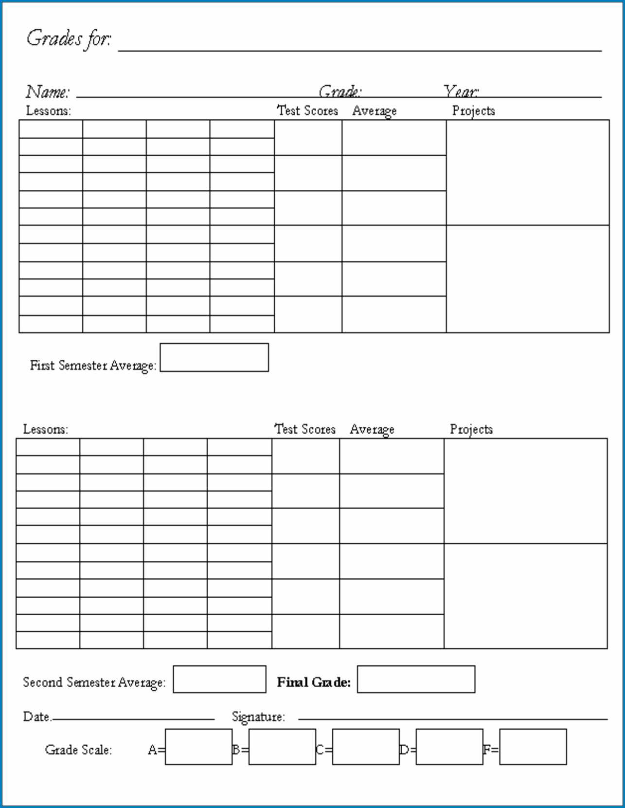 √ Free Printable Homeschool Report Card Template | Templateral Regarding Homeschool Report Card Template Middle School