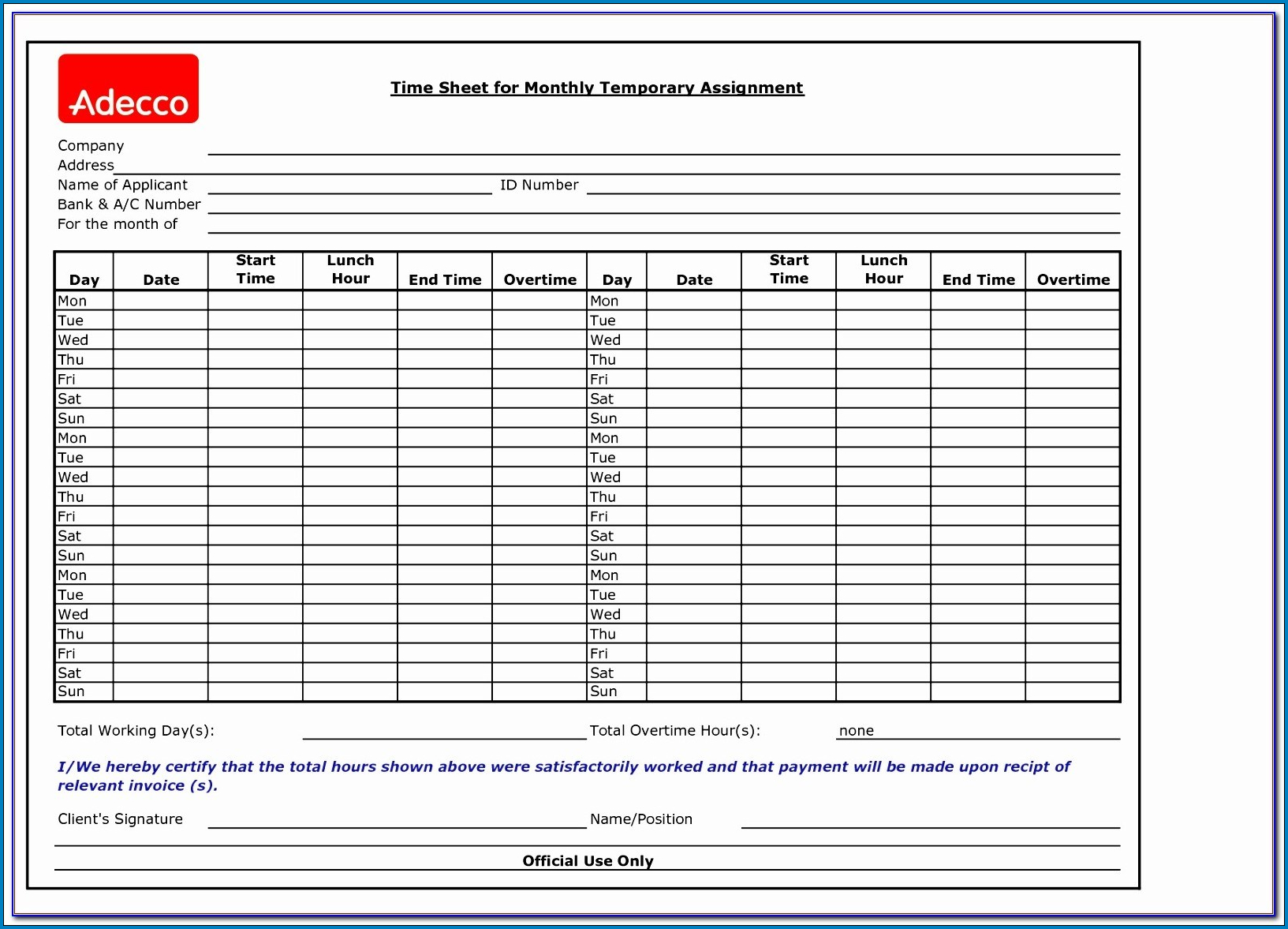 ✓ Free Excel Timesheet Template With Formulas | Zitemplate For Weekly Time Card Template Free