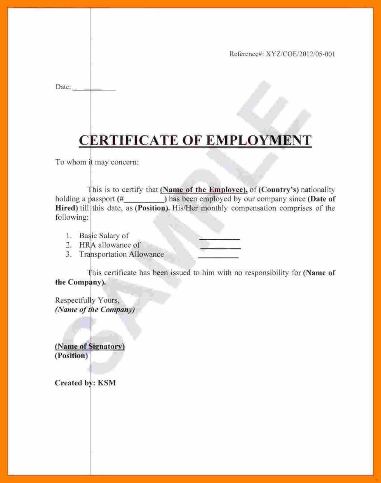 ❤️ Free Printable Certificate Of Employment Form Sample In Sample Certificate Employment Template