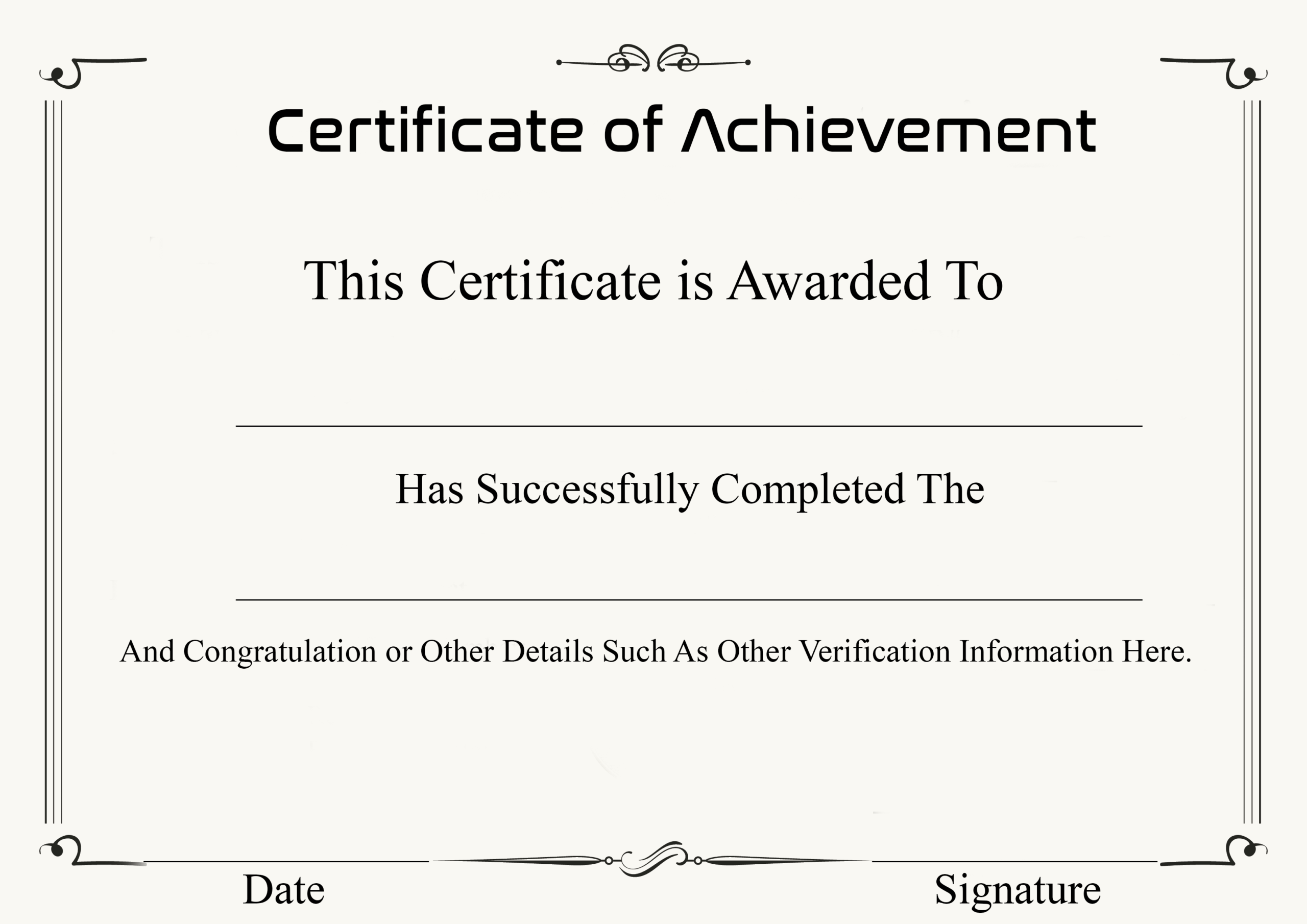 ❤️ Free Sample Certificate Of Achievement Template❤️ Inside Word Template Certificate Of Achievement