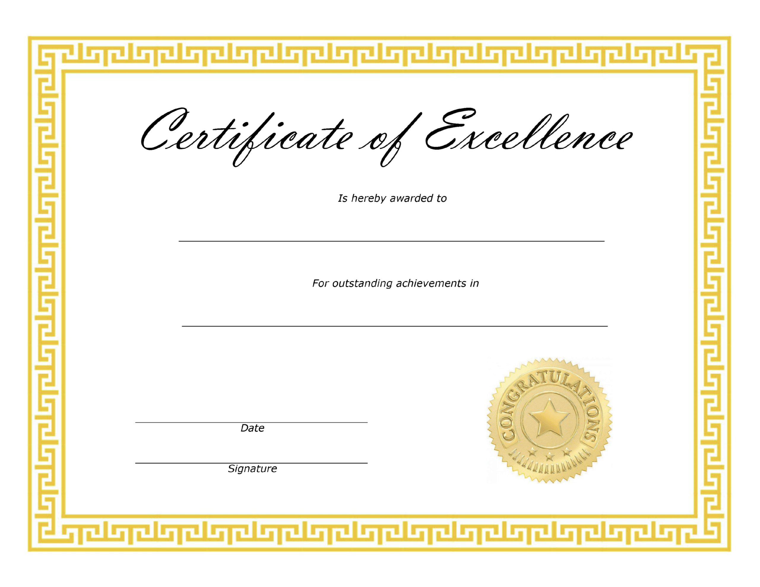 ❤️ Free Sample Certificate Of Excellence Templates❤️ Within Certificate Of Excellence Template Free Download