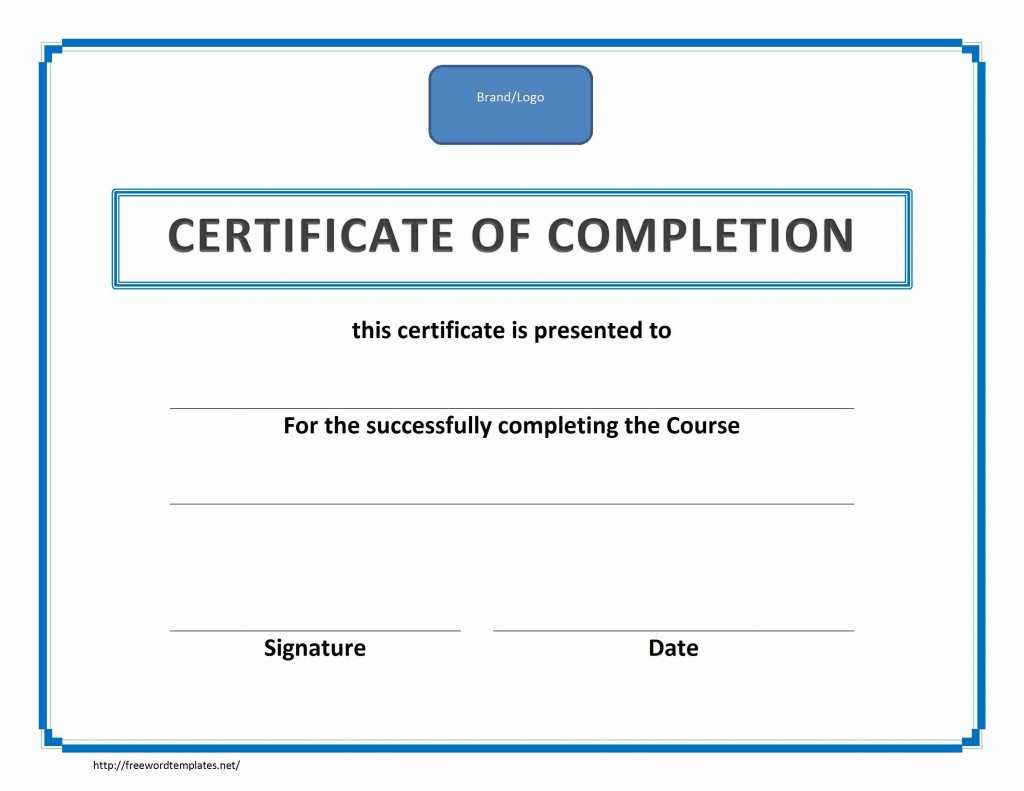Easy To Use Training Certificate Of Completion Template With Within Training Certificate Template Word Format